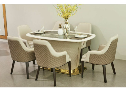 Komplett Set Esstisch 4x Stühle Esszimmer Set Ess Gruppe Leder Tisch Tische 5tlg