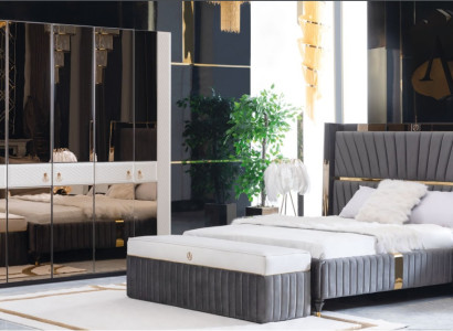 Schlafzimmer Komplett Set Bett Nachttisch Hocker 5tlg Design Holz Möbel Sets Neu