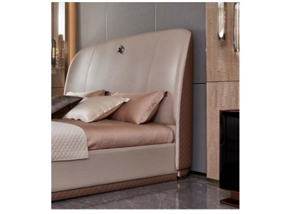 Bett 2x Nachttisch Leder Holz Schlafzimmer Lederbett Modern Design Möbel