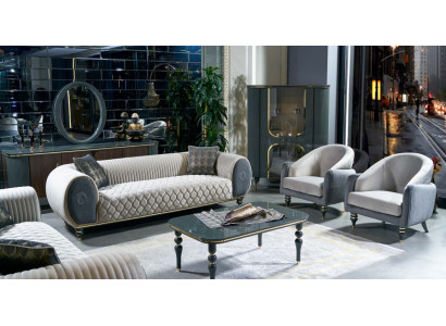 Design Sofas Polster Couchen Stoff Relax Moderne Sofagarnitur 3+1+1 Sitzer Set