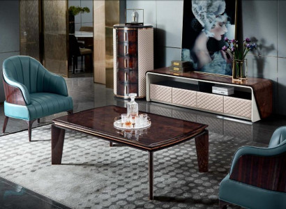 Luxus Wohnzimmer Möbel Sideboard Schrank Leder Hochglanz rtv tv