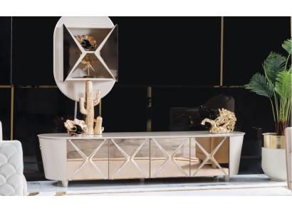 Wohnzimmer Kommoden Holz Low Board Regal Gold Neu 2tlg Sideboard Regale Kommode