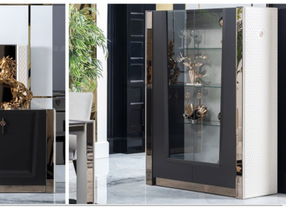 Vitrine Esszimmer Anrichte Holz Schränke Wohnzimmer Möbel Anrichte Glas Schrank