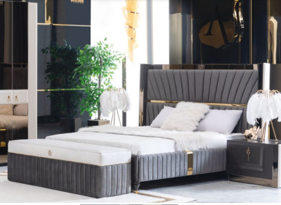 Bettgestell Betten Holz Hotel Bettrahmen Grau Möbel Bett Doppelbetten Modernes