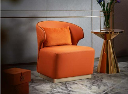 Sessel Orange Luxus Stoff Wohnzimmer Textil Neu Kreative Modern Design