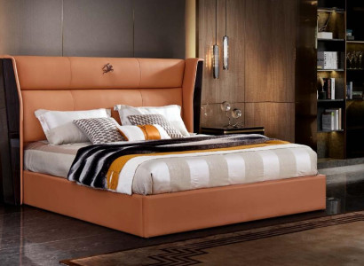 Leder Bett Schlafzimmer Möbel Design Gruppe 3tlg. Set 2x Nachttische