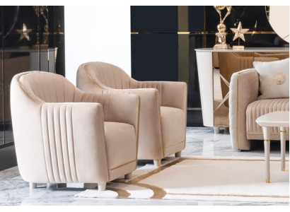 Sofa 1 Sitzer Polster Material Holz Modern Stuhl Sitzbezug Designer Textil Neu