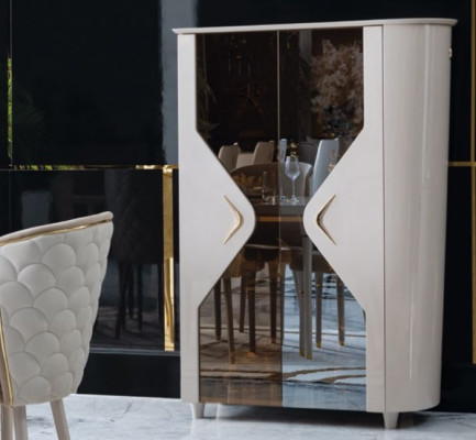 Vitrinen Schrank Echtholz Anrichte Vitrine Massiv Esszimmer Möbel Massive Holz