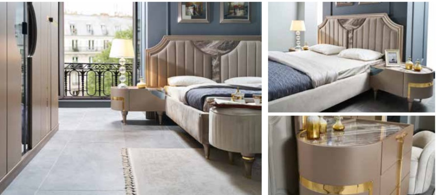 Möbel Modern Luxus Betten Neu Bett 2x Nachttisch 3 tlg. Schlafzimmer Set Design
