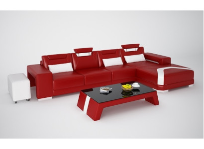 Designer Sofa Couch Ecksofa mit Hocker Polster Garnitur Wohnlandschaft L Form