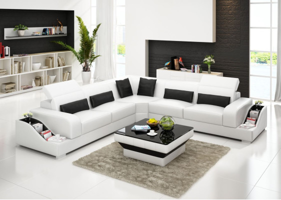 Ecksofa Leder Sofa Couch Polster Eck Wohnlandschaft Sitz Garnitur L Form