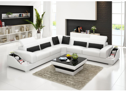 Ecksofa Leder Sofa Couch Polster Eck Wohnlandschaft Sitz Garnitur L Form