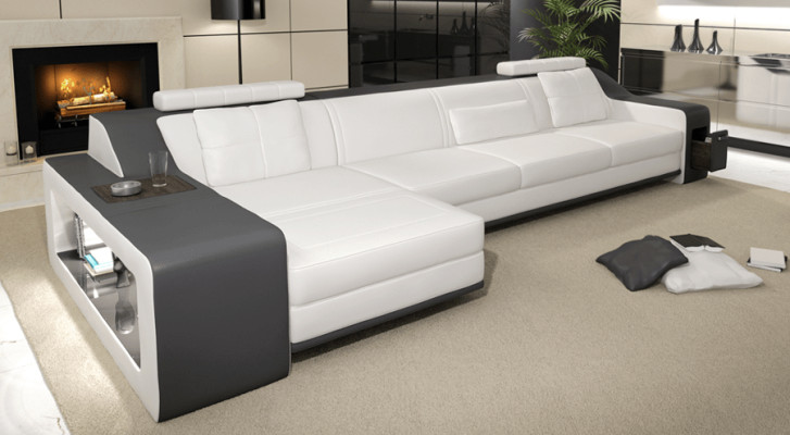 Designer Sofa Couch Ecksofa mit Hocker Wohnlandschaft Polster Garnitur