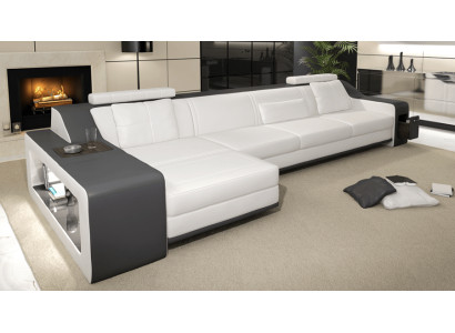 Designer Sofa Couch Ecksofa mit Hocker Wohnlandschaft Polster Garnitur