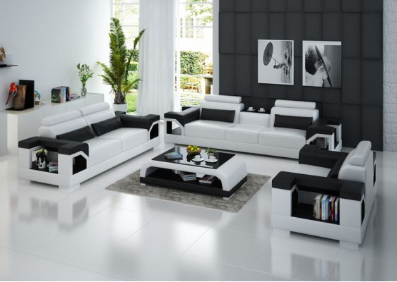 Leder Polster Couchen Sofa Luxuriöse Sofagarnitur Wohnzimmer 3+2 Set
