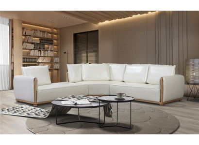 Designer Sofa Garnitur Couch Ecksofa mit Hocker Polster Wohnlandschaft