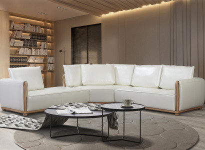 Designer Sofa Garnitur Couch Ecksofa mit Hocker Polster Wohnlandschaft