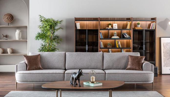 Dreisitzer Sofa 3 Sitzer Stoffsofa Sofas Modern Grau Stoff Couch Neu