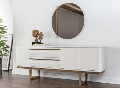 Sideboard Kommode Anrichte Spiegel Holz Esszimmer Schränke Set Weiß