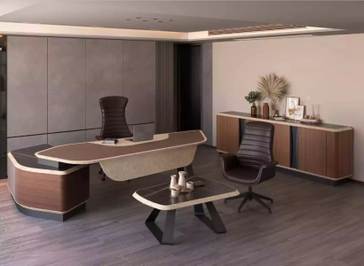 Moderner Arbeitszimmer Set Luxus Möbel Eckschreibtisch Sideboard Massivholz