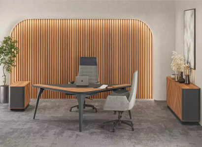 Arbeitszimmer Büro Schreibtisch Kommode Sideboard Modern Holz Braun