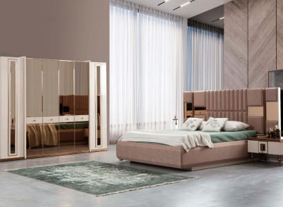 Schlafzimmer Komplett Set 4tlg Bett 2x Nachttische Kleiderschrank Betten