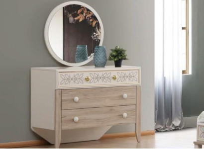 Set Commode Avec Miroir Coiffeuse Console Bois Moderne Chambre à Coucher