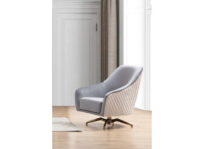 Design Sessel Polster Textil Modern Wohnzimmer Luxus Holz Möbel Drehstuhl Neu