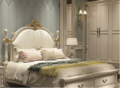 Bett Polster Design Luxus Doppel Hotel Betten Königliches Barock Holz Möbel Neu