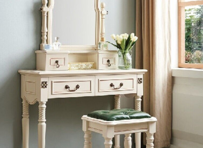 Set Schminktisch Kosmetiktisch Frisiertisch mit Spiegel und Hocker Holz 2tlg.