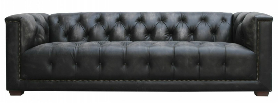 Chesterfield Vintage Schwarz Shabby Leder Ledersofa Couchen Sofa Couch