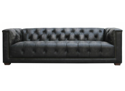Chesterfield Vintage Schwarz Shabby Leder Ledersofa Couchen Sofa Couch
