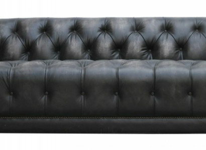 Chesterfield Vintage Schwarz Shabby Leder Ledersofa Couchen Sofa Couch
