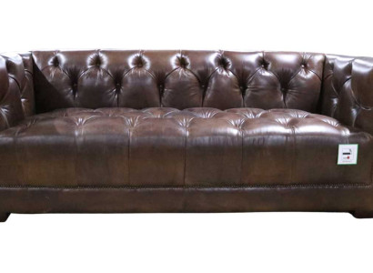 Sofa 3 Sitzer Chesterfield 3-Sitzer Vintage Braunes Shabby Ledersofa