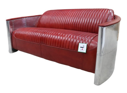 Ledersofa Couch Polster Sofa Aluminium Dreisitzer Vintage Luxus Möbel Sofas Neu