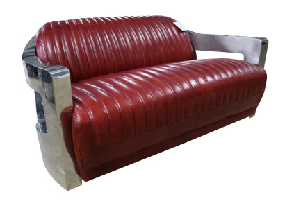 Sofa Vintage 2 Sitzer Ledersofa Retro Möbel Sofa Couch Polster Zweisitzer Neu