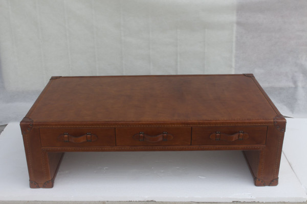 Couchtisch Wohnzimmertisch Truhe Beistelltisch in Vintage Tisch 147x85cm Leder