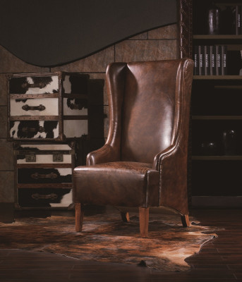 Echtleder Relaxsessel Vintage Cigar Ledersessel Sessel Leder Ohrensessel Fernseh