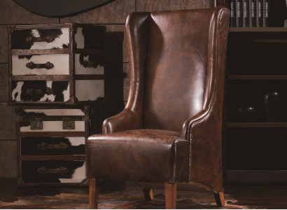 Echtleder Relaxsessel Vintage Cigar Ledersessel Sessel Leder Ohrensessel Fernseh