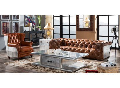 Ohrensessel Echtleder Vintage Cigar Ohrenbackensessel Fernsehsessel