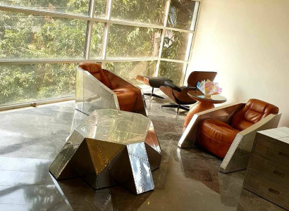 Club Sessel Aviator Stil Lounge Design Chrom Art Deco Leder Cocktail