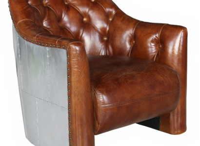 Aviator Chesterfield Vintage Lederstuhl Loungesessel Cocktailsessel vintage