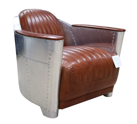 Ledersofa Sofa Couch Polster Einsitzer Sofas Couchen Flugzeug Aviator Aluminium