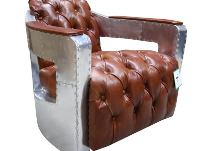 Chesterfield Sessel Knopf Geschlossen Sitzen Shabby Vintage Tan Echtes