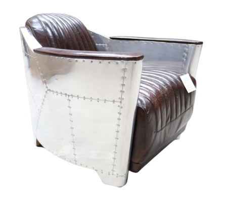 Echtleder Design Vintage Chromsessel Designsessel Sessel Flugzeug Aviator Leder