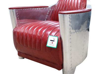 Echtleder Alu Sessel Cognac Flugzeugsessel Aviator Armlehnsessel Neu