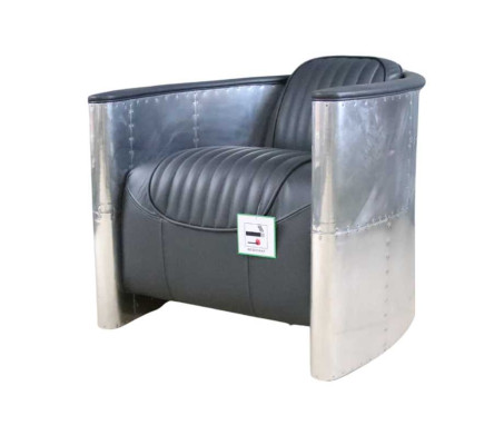 Echtleder Alu Sessel Cognac Flugzeugsessel Deko Aviator Armlehnsessel Neu