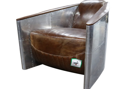 Aviator Sofa Sessel Echtleder Couch club Lounge Vintage Aluminium Flugzeug Retro