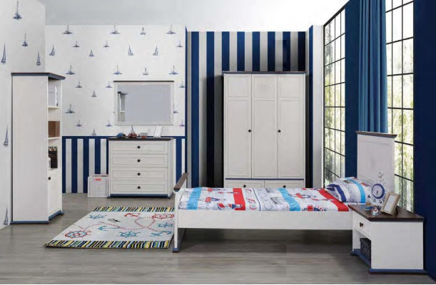 Schlafzimmer Kinderzimmer Set Modern Schrank Kommode Tisch Holz Weiß Neu 5tlg.