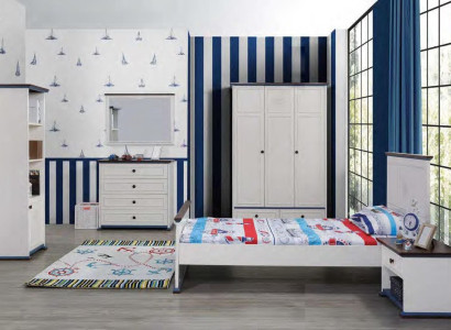 Schlafzimmer Kinderzimmer Set Modern Schrank Kommode Tisch Holz Weiß Neu 5tlg.